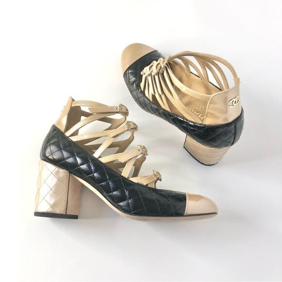 Chanel Quilted CC Logo 2017 Cruise Patent Leather Maryjane Platform Pumps 36.5 - Picture 2 of 11